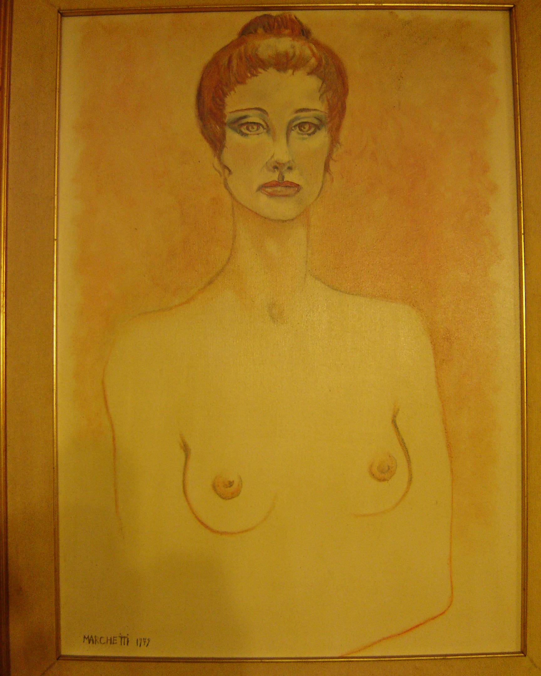 Giovane donna con chignon - olio su tela 50x70 - anno 1979